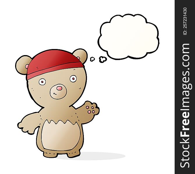 Cartoon Teddy Bear Wearing Hat With Thought Bubble