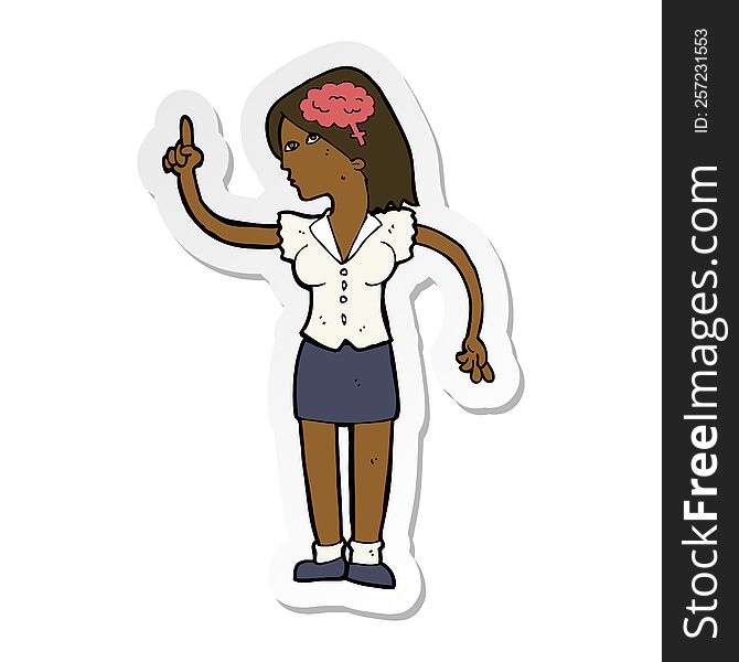 sticker of a cartoon woman with clever idea