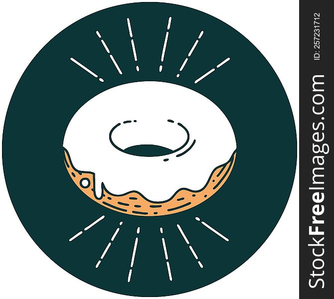 icon of a tattoo style iced donut