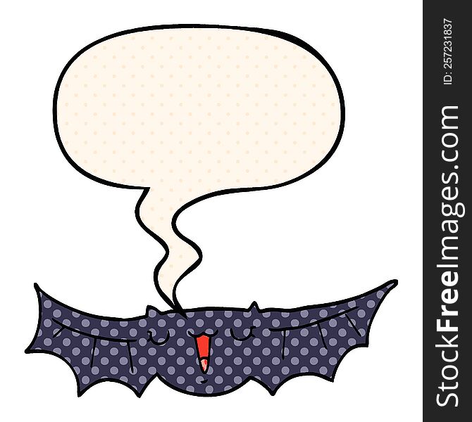 cartoon bat with speech bubble in comic book style