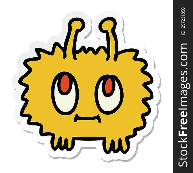 sticker of a quirky hand drawn cartoon alien