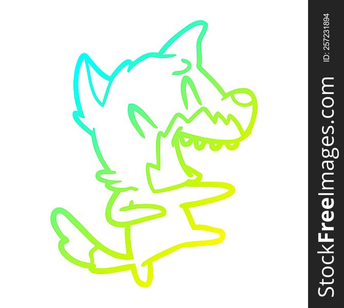 Cold Gradient Line Drawing Laughing Fox Dancing