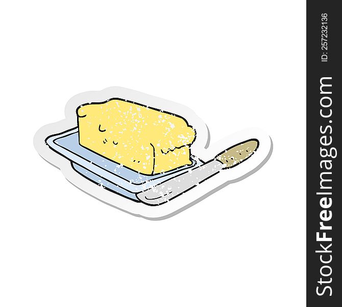 Retro Distressed Sticker Of A Cartoon Butter