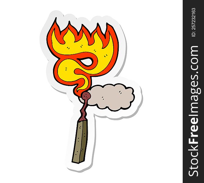 Sticker Of A Cartoon Burning Match