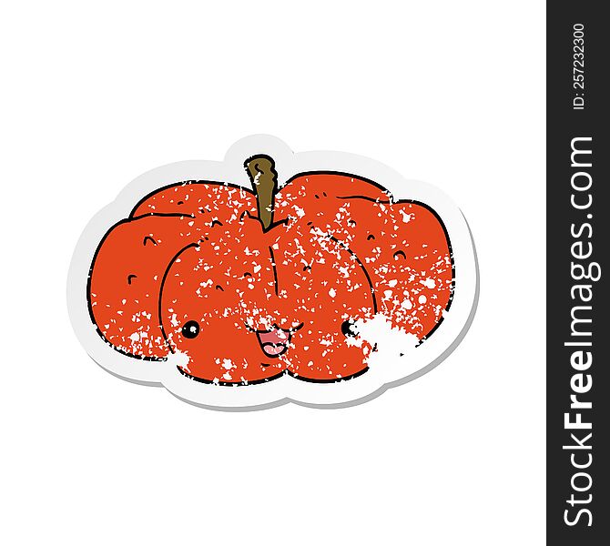 Distressed Sticker Of A Cartoon Pumpkin