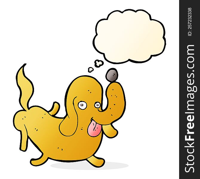Cartoon Dog Sticking Out Tongue With Thought Bubble