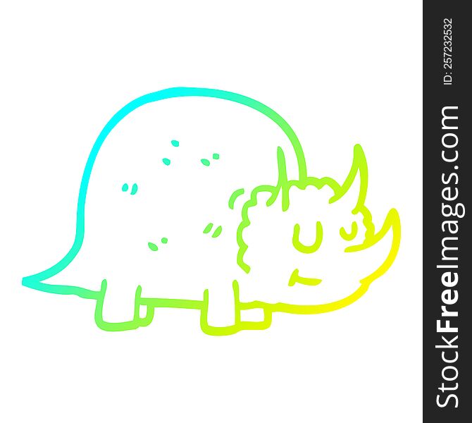 Cold Gradient Line Drawing Cartoon Prehistoric Dinosaur
