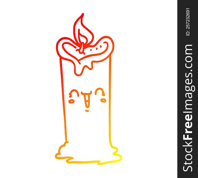 Warm Gradient Line Drawing Cartoon Happy Candle