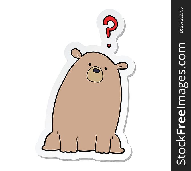 sticker of a cartoon curious bear