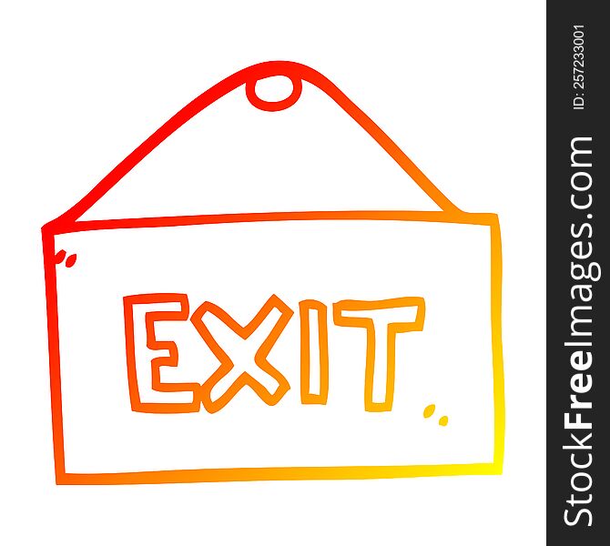 Warm Gradient Line Drawing Cartoon Exit Sign
