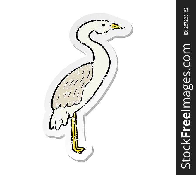 Distressed Sticker Of A Cartoon Stork