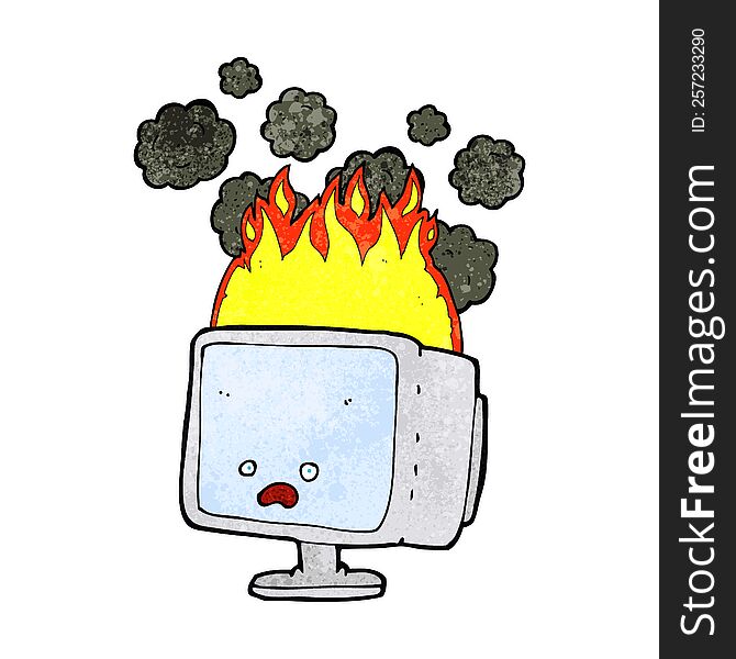 Cartoon Burning Computer