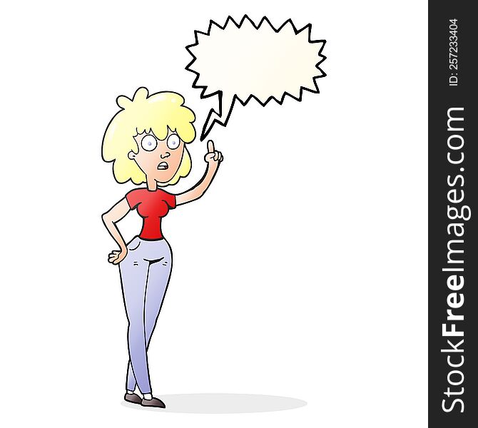 freehand drawn speech bubble cartoon woman