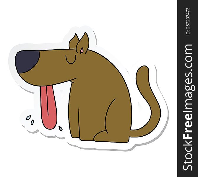 Sticker Of A Quirky Hand Drawn Cartoon Dog