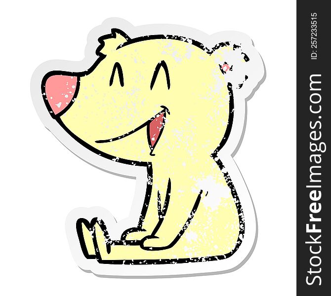 Distressed Sticker Of A Sitting Bear Cartoon