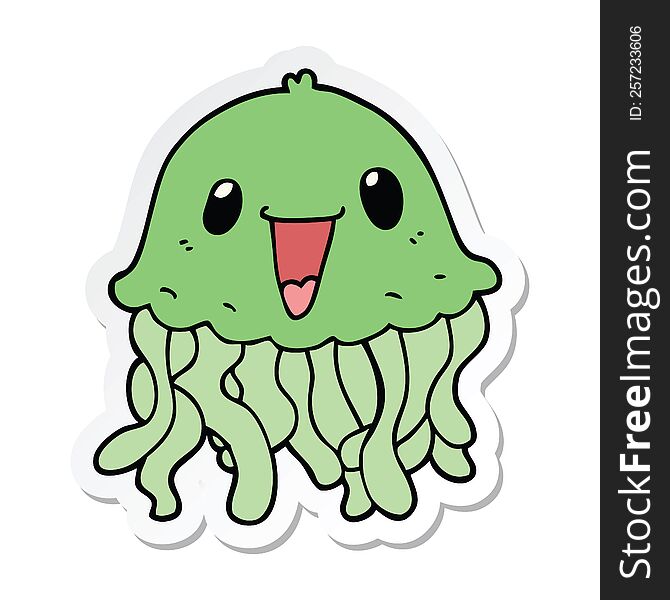 sticker of a cartoon jellyfish