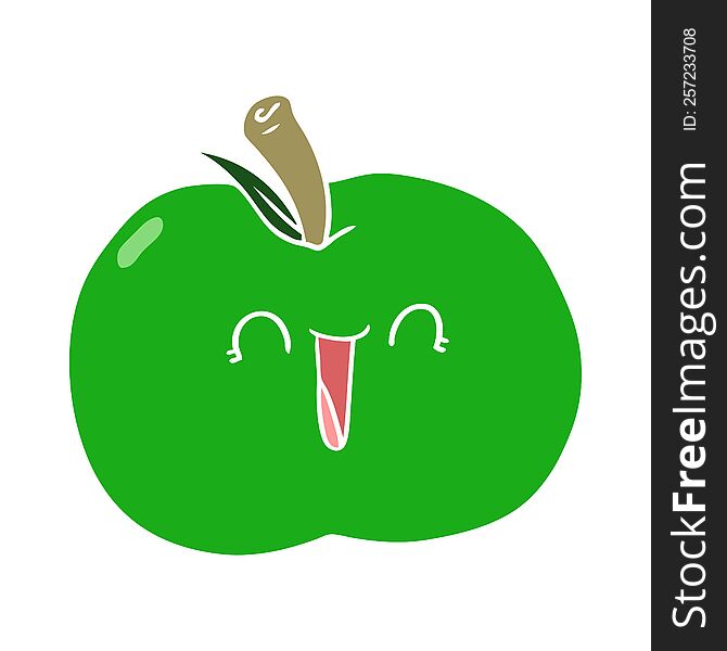 Flat Color Style Cartoon Laughing Apple