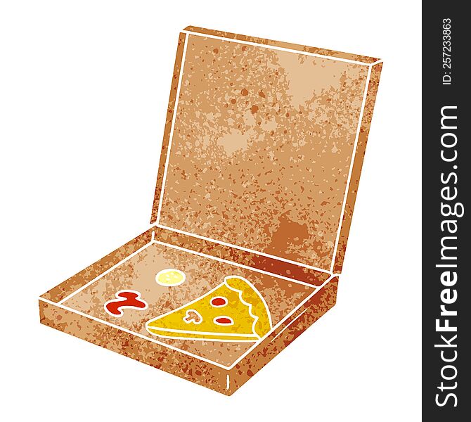 Retro Cartoon Doodle Of A Slice Of Pizza