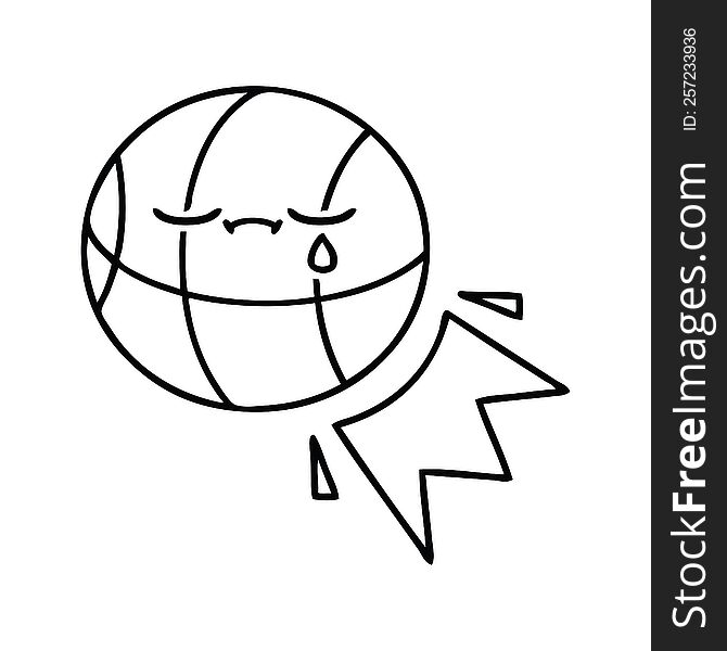 Line Drawing Cartoon Basketball
