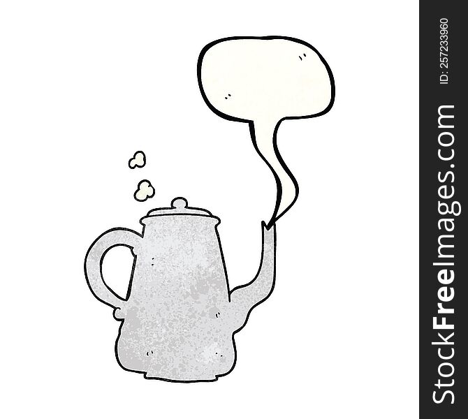 Speech Bubble Textured Cartoon Steaming Coffee Pot