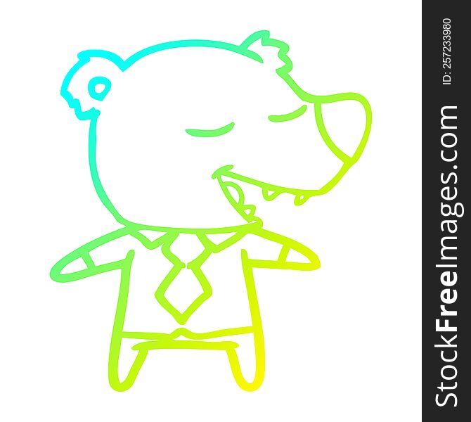 cold gradient line drawing of a cartoon bear wearing shirt and tie