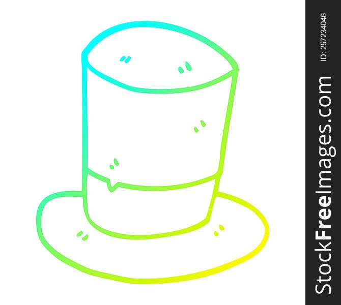 cold gradient line drawing of a cartoon top hat