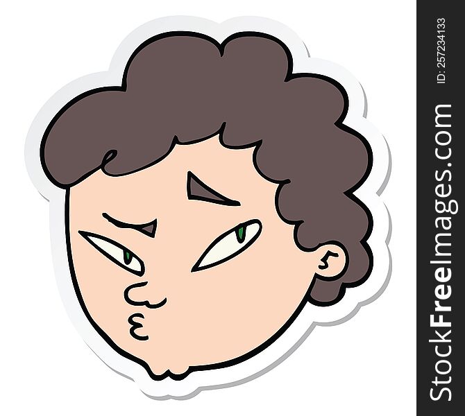Sticker Of A Cartoon Suspicious Man