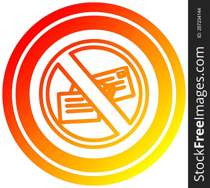 no mail circular icon with warm gradient finish. no mail circular icon with warm gradient finish