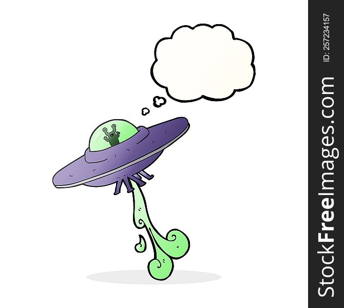 Thought Bubble Cartoon Alien Spaceship