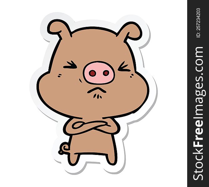 sticker of a cartoon grumpy pig