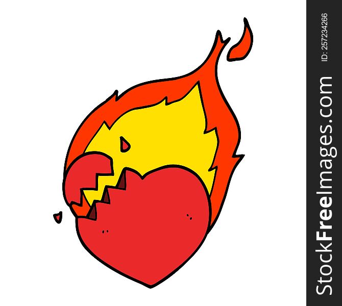 cartoon flaming heart