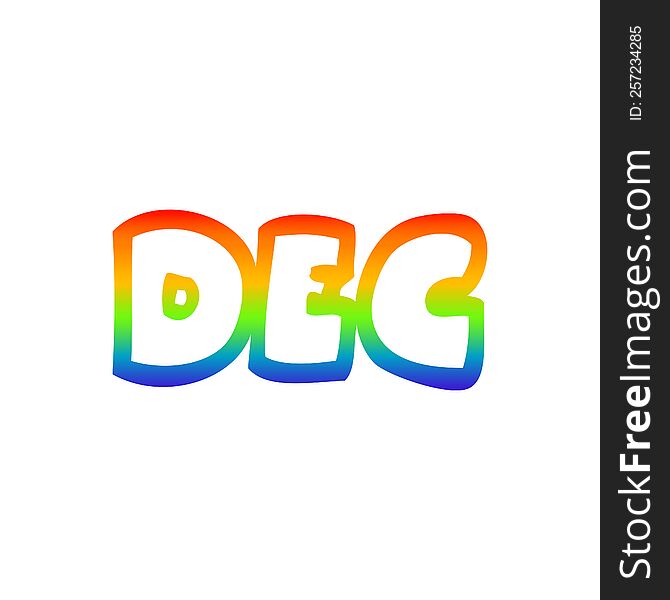 rainbow gradient line drawing of a cartoon month of december