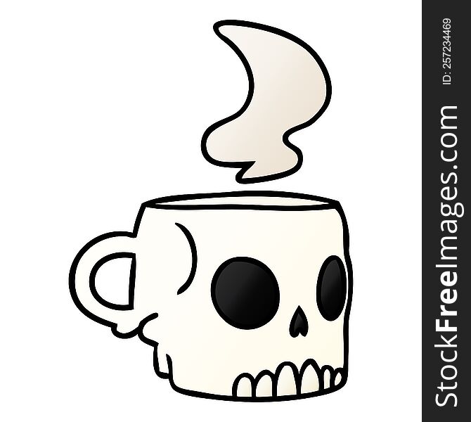 Gradient Cartoon Doodle Of A Skull Mug