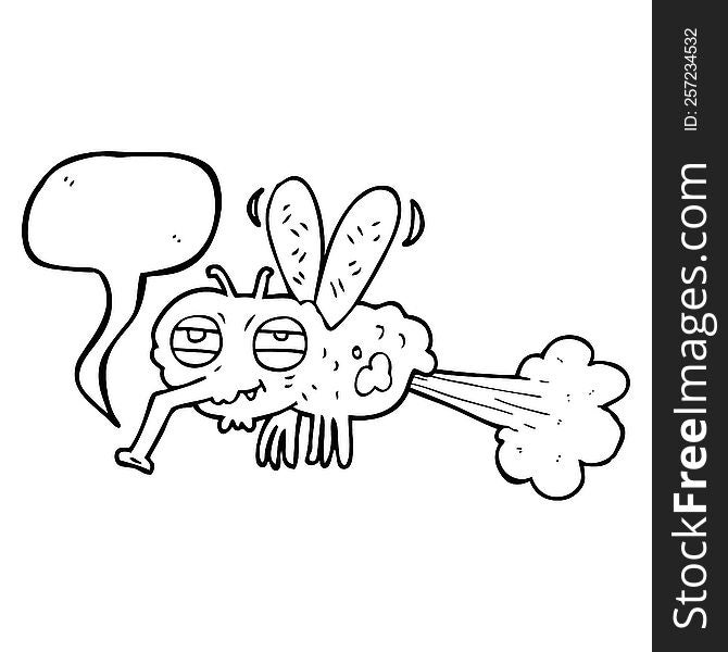freehand drawn speech bubble cartoon gross farting fly