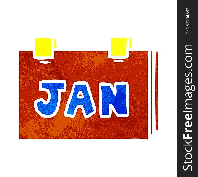 Retro Cartoon Doodle Of A Calendar With Jan