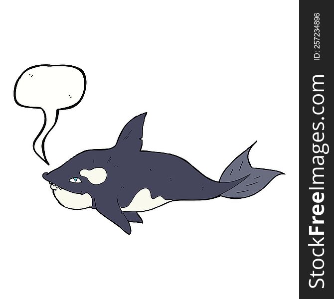 cartoon killer whale with speech bubble