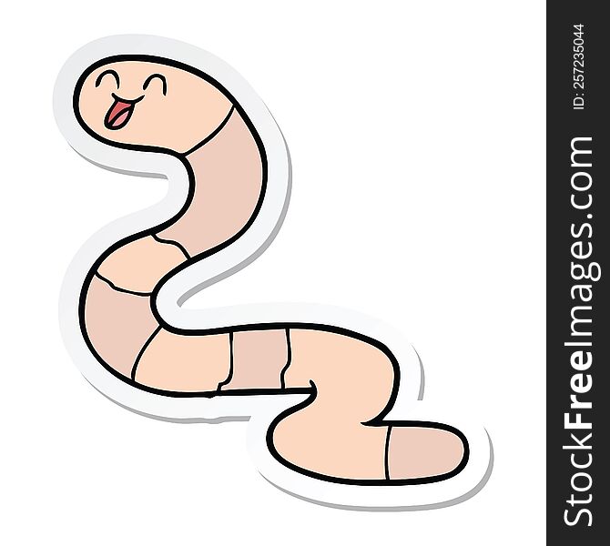 sticker of a cartoon worm