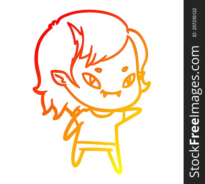 warm gradient line drawing cartoon friendly vampire girl