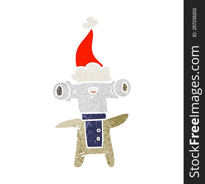 Friendly Retro Cartoon Of A Alien Wearing Santa Hat