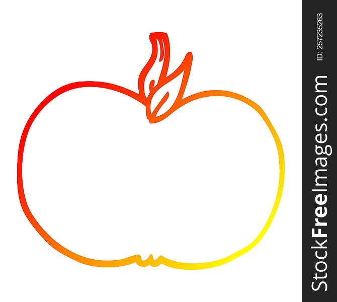 warm gradient line drawing of a cartoon juicy apple