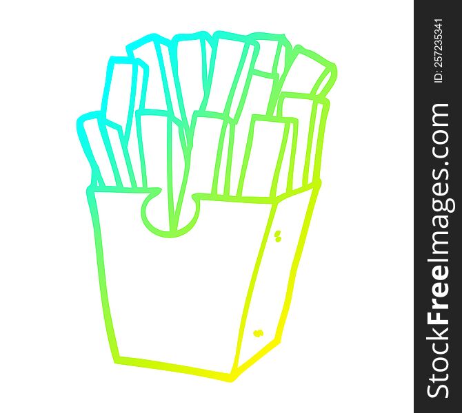 Cold Gradient Line Drawing Cartoon Takeout Fries