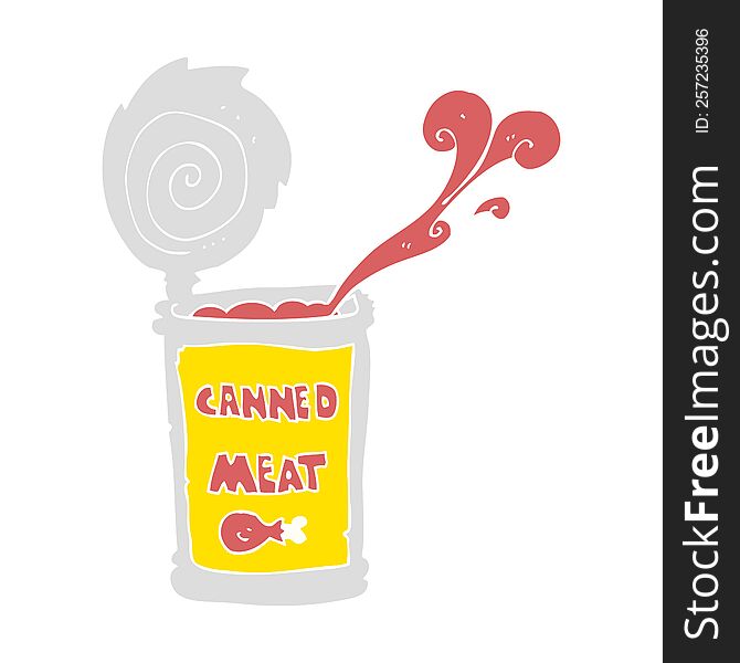 Flat Color Illustration Of A Cartoon Canned Meat