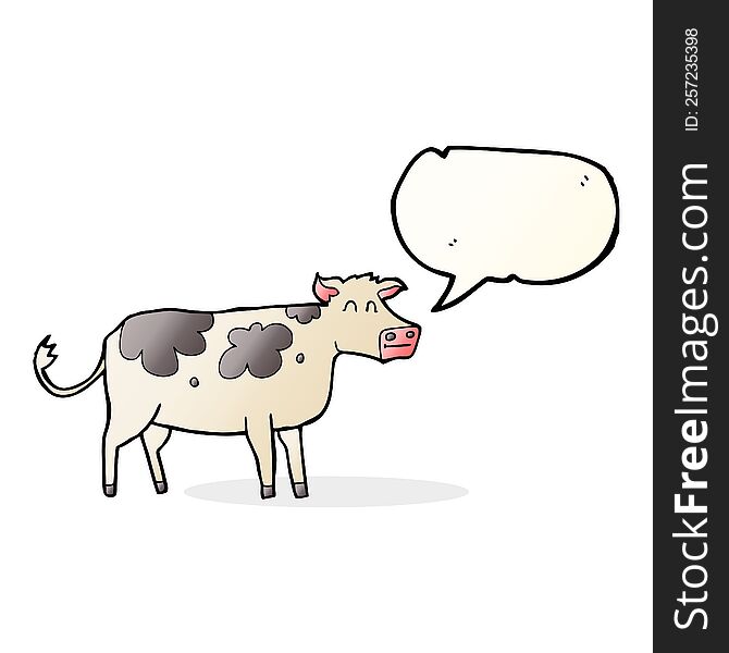 freehand drawn speech bubble cartoon cow