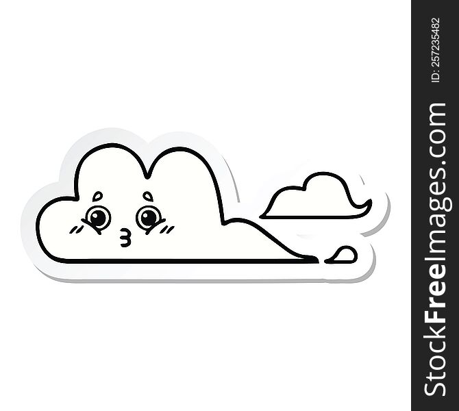 sticker of a cute cartoon clouds