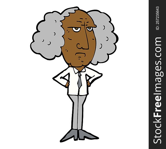 Cartoon Big Hair Lecturer Man