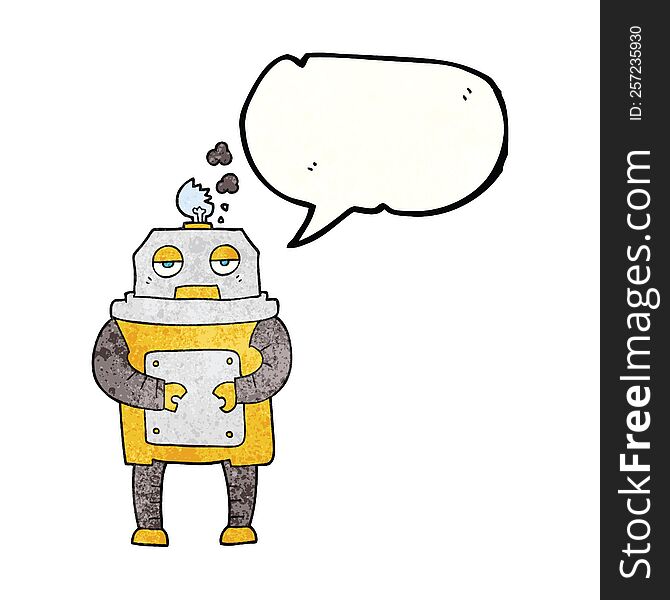 freehand speech bubble textured cartoon broken robot