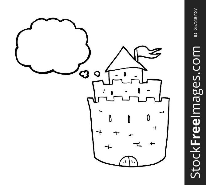 freehand drawn thought bubble cartoon castle