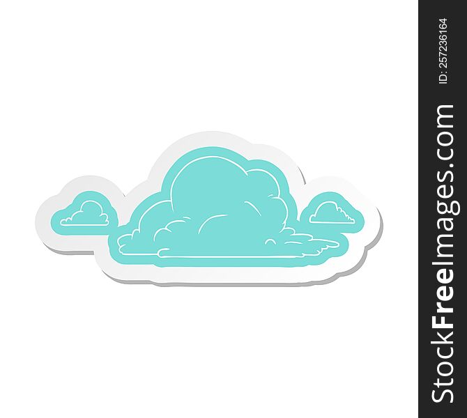 cartoon sticker of white large clouds