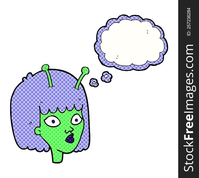 Thought Bubble Cartoon Female Alien