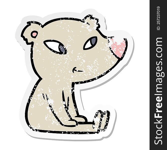 Distressed Sticker Of A Cute Cartoon Bear Sitting